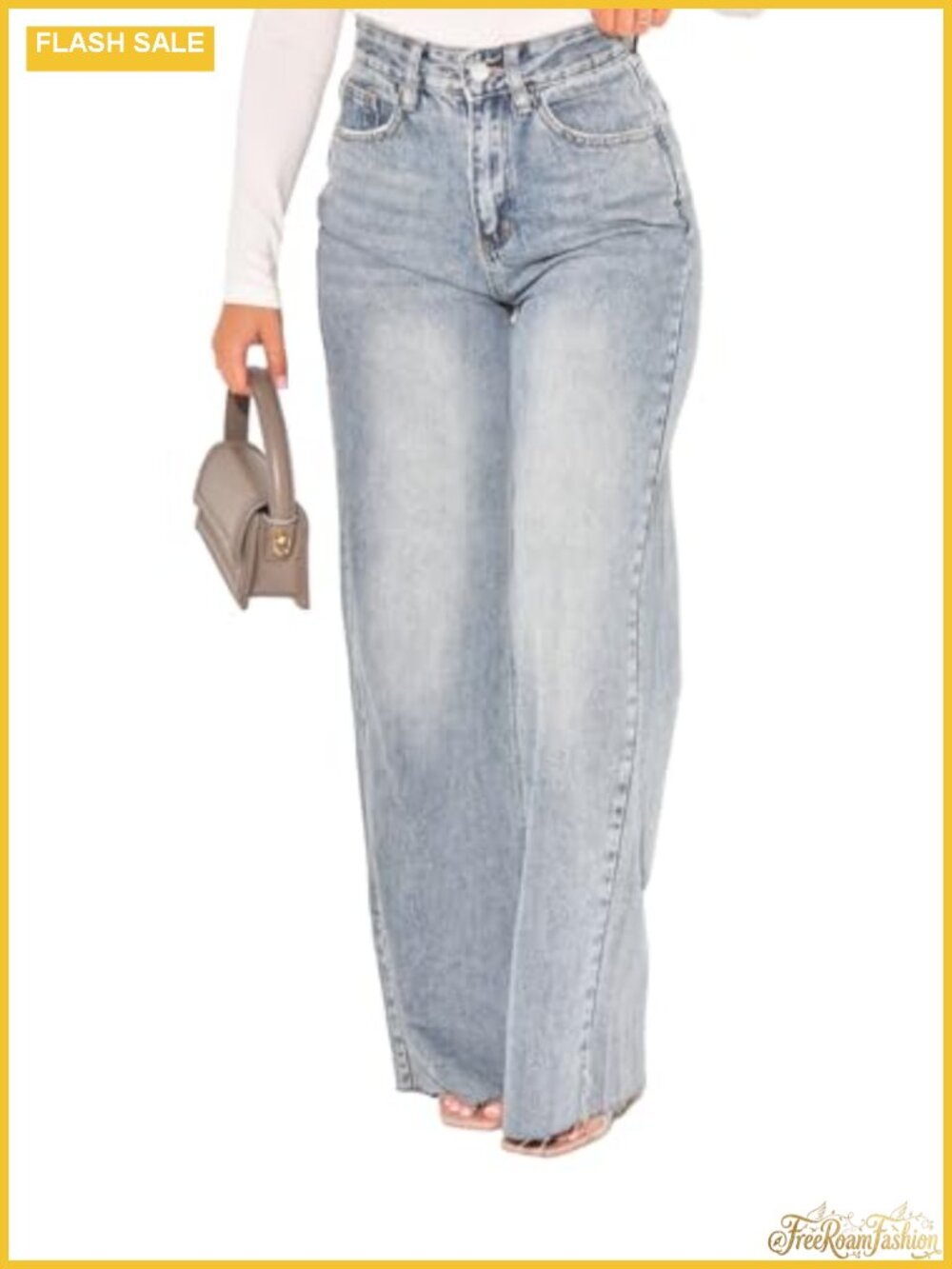 High Waist Wide Leg Curvy Jeans Tummy Control Stretch Denim